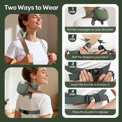 4D Bionic Wireless Neck & Shoulder Massager with Brushless Motor – Shiatsu Cervical Trapezius Kneading Massage Shawl