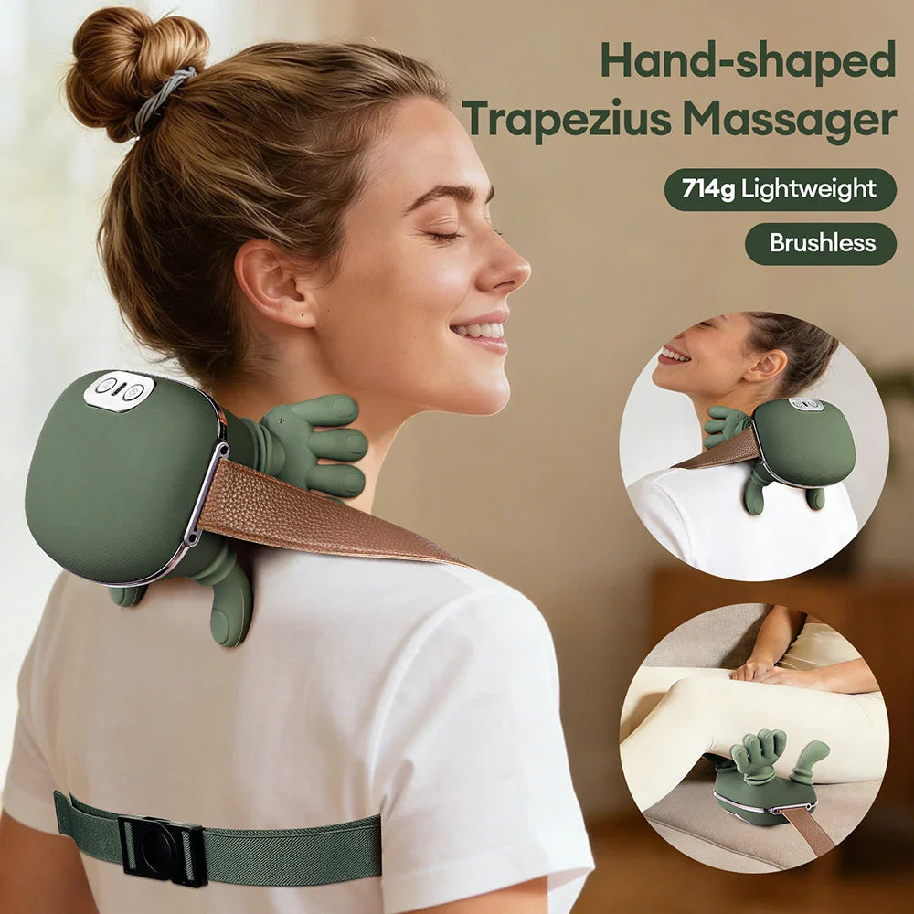 4D Bionic Wireless Neck & Shoulder Massager with Brushless Motor – Shiatsu Cervical Trapezius Kneading Massage Shawl