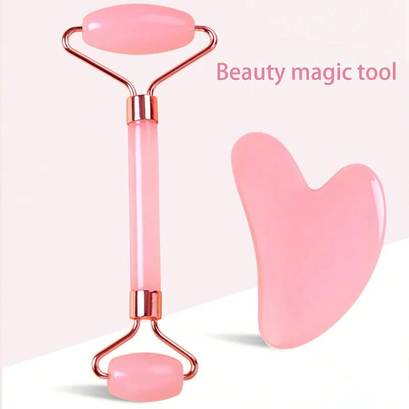 Facial Roller And Gua Sha Set For Skincare Massage