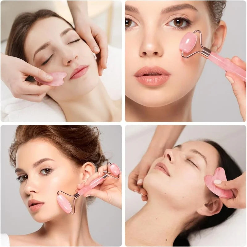 Facial Roller And Gua Sha Set For Skincare Massage